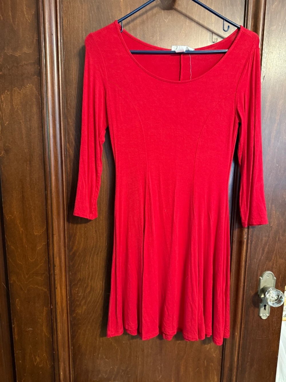 Cute red fit and flare long sleeve dress